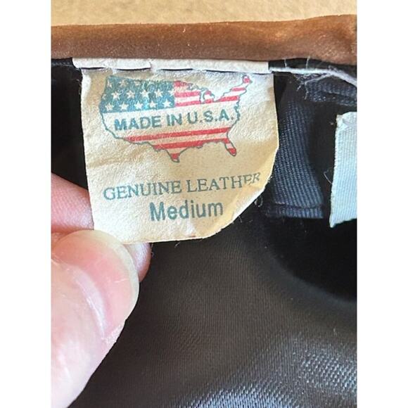 Vintage Hatquarters USA Brown Leather Newsboy Cap M Made in USA Leather - Picture 4 of 7